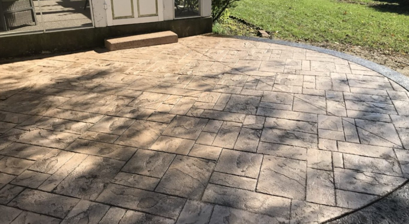 Custom stamped concrete patio installation in Reynoldsburg, OH